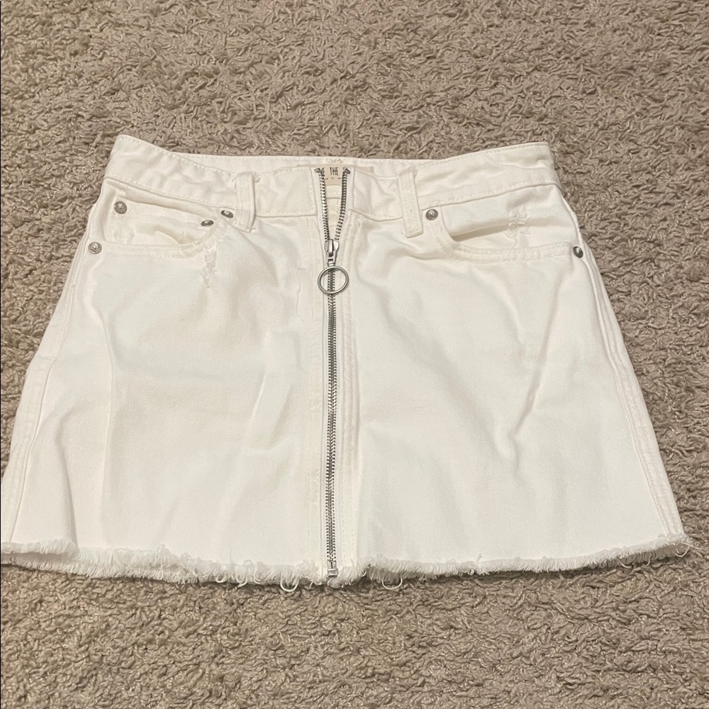 We The Free White Mini Skirt with Zipper - Picture 1 of 4